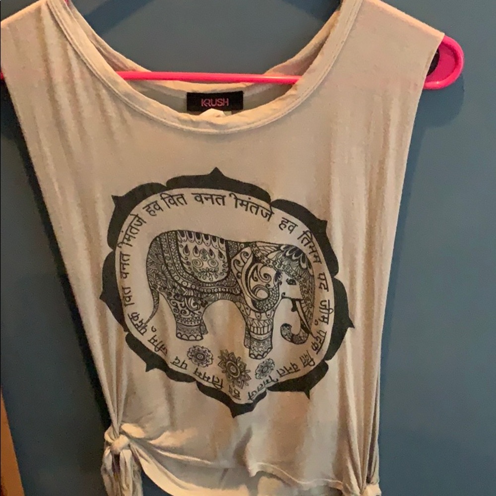 Beige Elephant Tie Tank Top